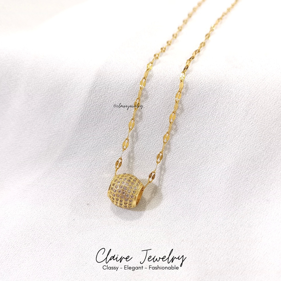 KALUNG TITANIUM LIONTIN TABUNG FULL PERMATA