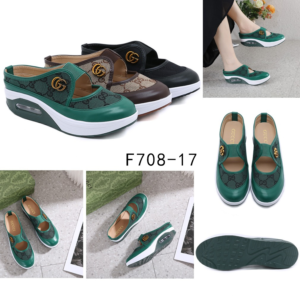 Double G-Logo GG Canvas Slip-on Wedge Shoes Platform F708-17