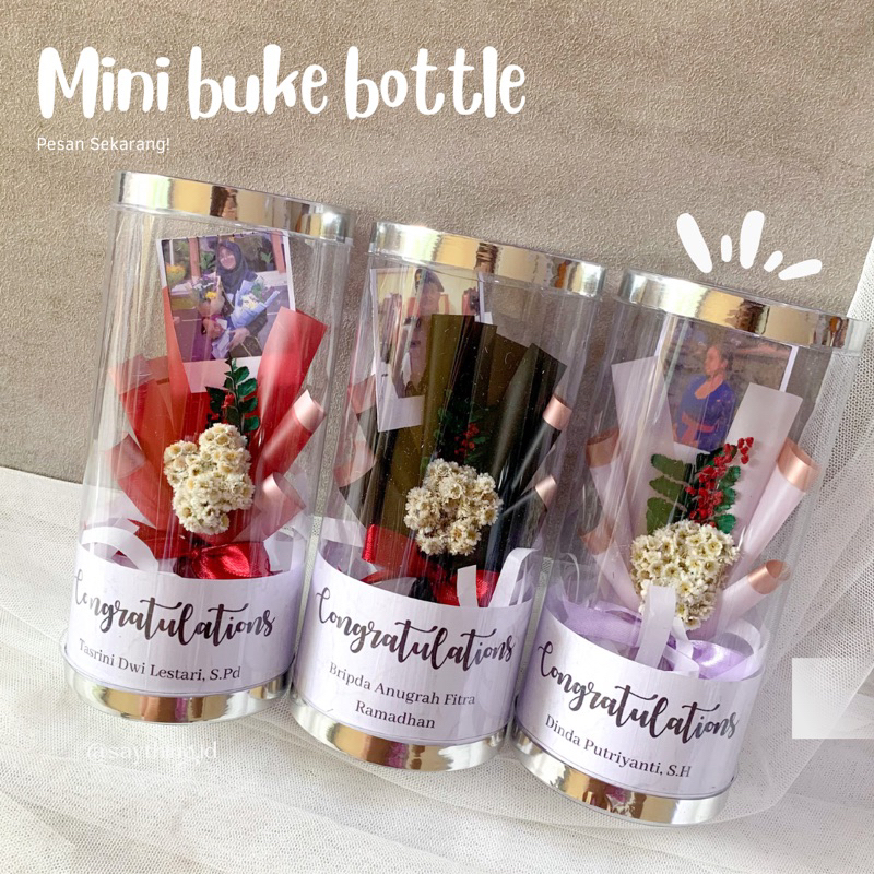 [Ready] Mini buke dry Flower Bunga Tabung mika custom | Graduation Gift | Birthday gift