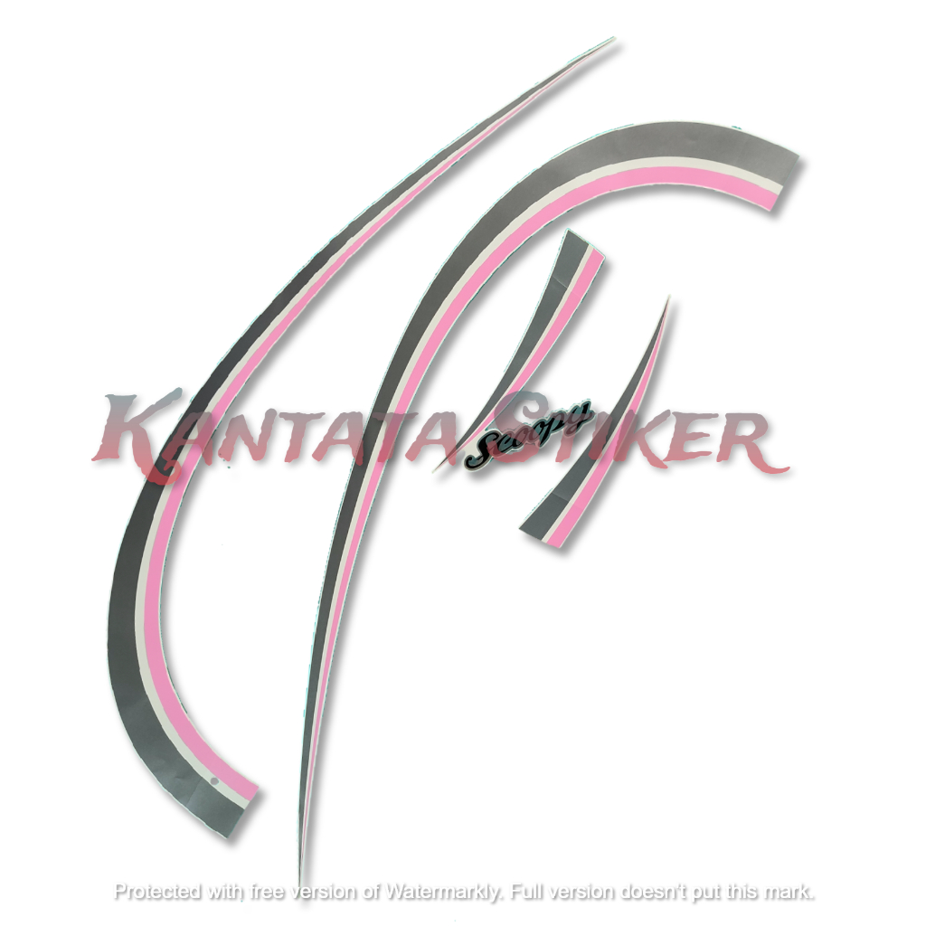 STIKER STRIPING LIS LES BODY MOTOR SCOOPY 2012 KARBU PUTIH PINK STANDAR FULL SET