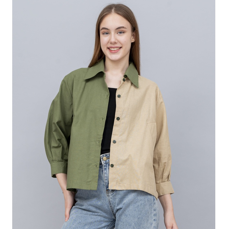 Kemeja Wanita (Almost Never) Sofia Top "TWO TONE SHIRT"