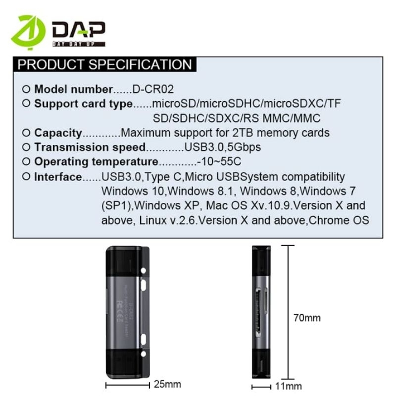 Dap Card reader Micro Sd-SDHC-TF-SD-MMC D-CR02