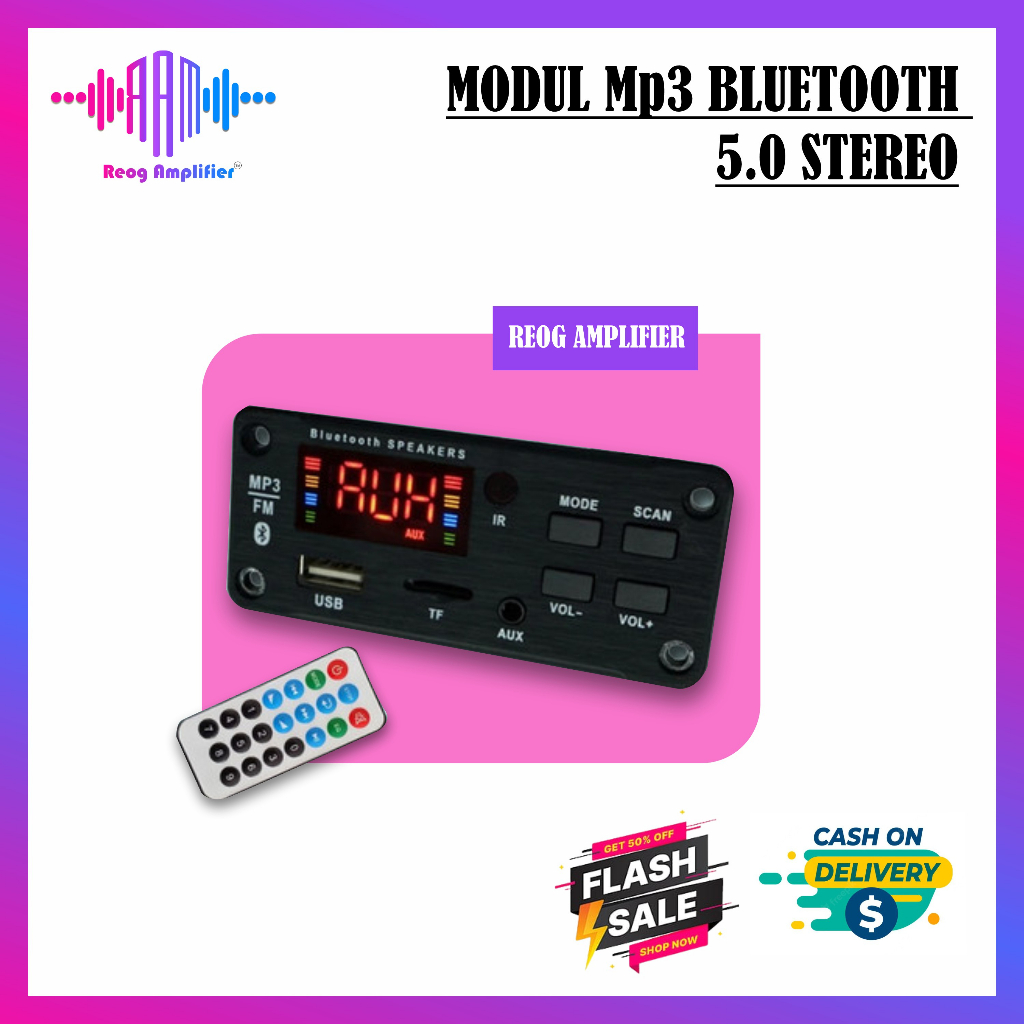 MP3 modul bluetooth 12V dilengkapi amplifier 2x25watt