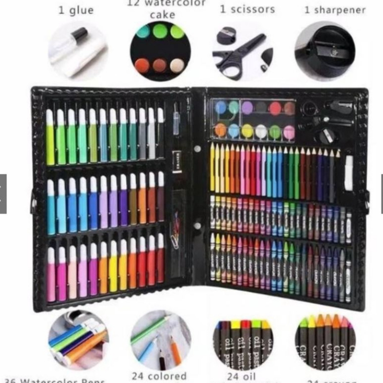 Stationary Set isi 150 pcs / Alat Warna Crayon Set / Alat Tulis &amp; Lukis Melukis Anak Set / Pensil Warna Cat Air