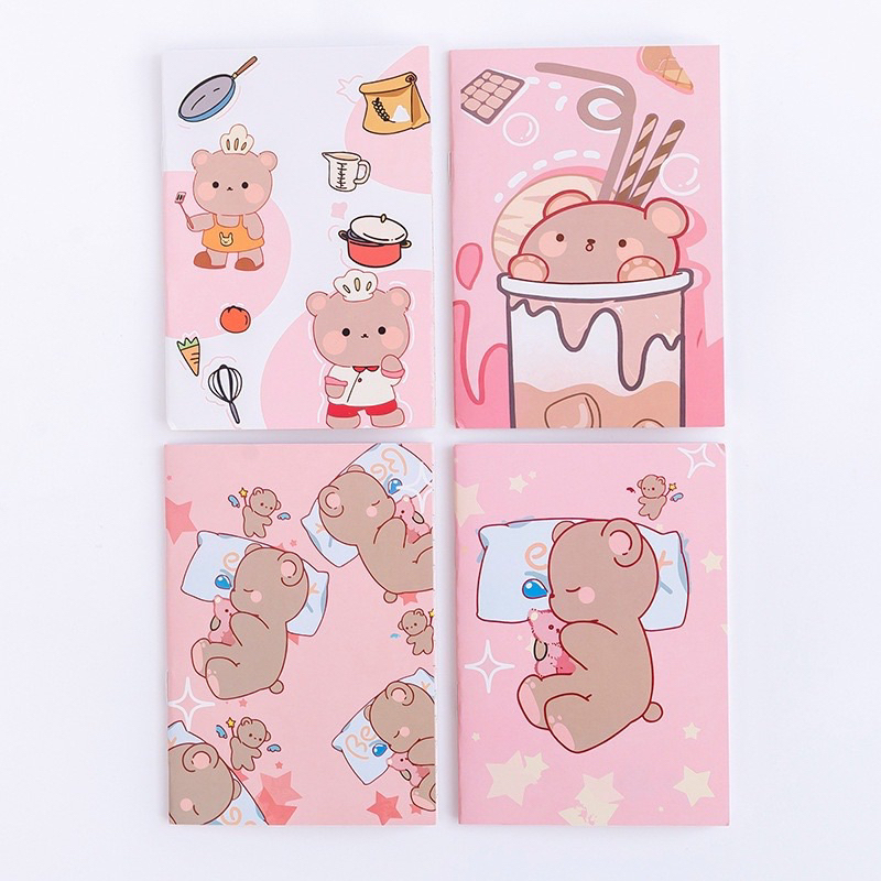 

1 pcs buku catatan mini notes notebook kecil buku tulis kecil untuk kantor sekolah murah lucu motif beruang pink tidur sleeping bear cute kawaii gaya korea