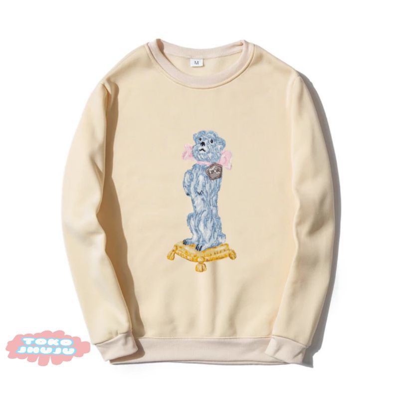 Sweater Kim Seokjin Bangtan style Gambar Anjing Biru Besar