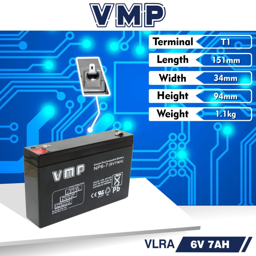 Aki Timbangan VMP 6V 7AH Baterai Timbangan Aki Mainan Batere VRLA