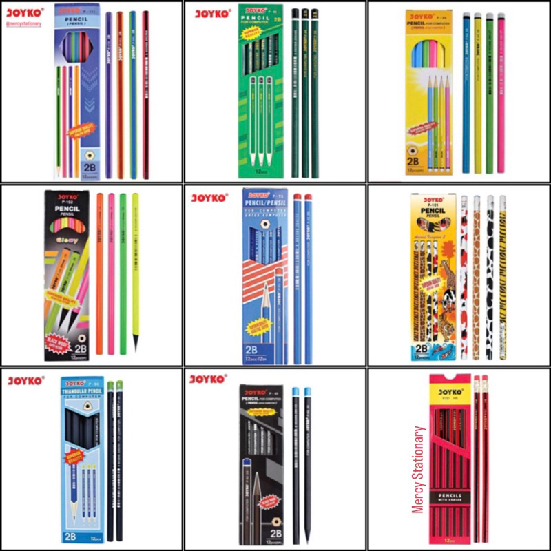 

12 Pc - Pensil Joyko 2B Triangular HB Segitiga Hexagonal Pencils