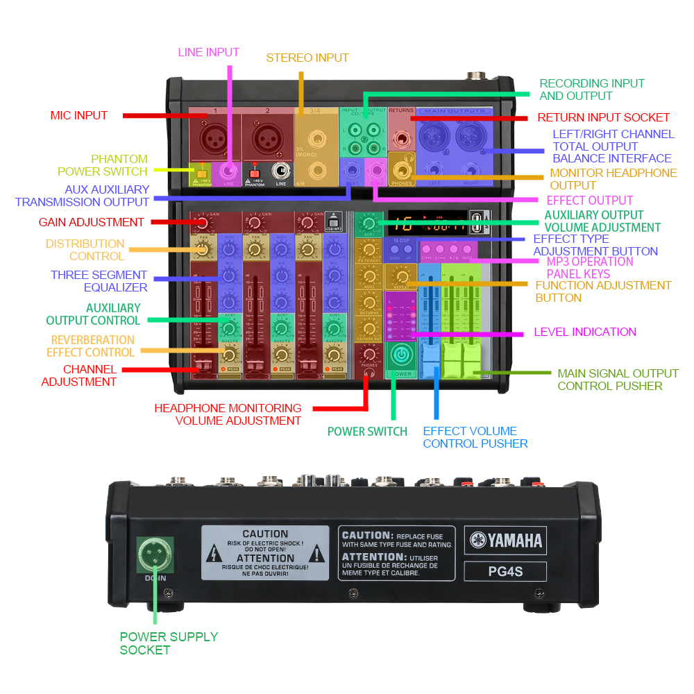 Mixer Audio Profesional  PG4S 16DSP bawaan 4/6 saluran mendukung pemutaran Bluetooth/USB/MP3/PC Peralatan rekaman Koleksi instrumen keluarga bernyanyi dj menggunakan