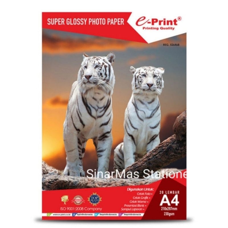 

Kertas Foto E Print A4 230 gsm - Kertas Print Cetak - Super Glossy Photo Paper A4 230 gsm E Print