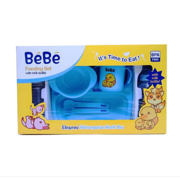 Bebe Gift Set Feeding with Bottle - Set Peralatan Makan Bayi dan Anak isi 7 BPA FREE