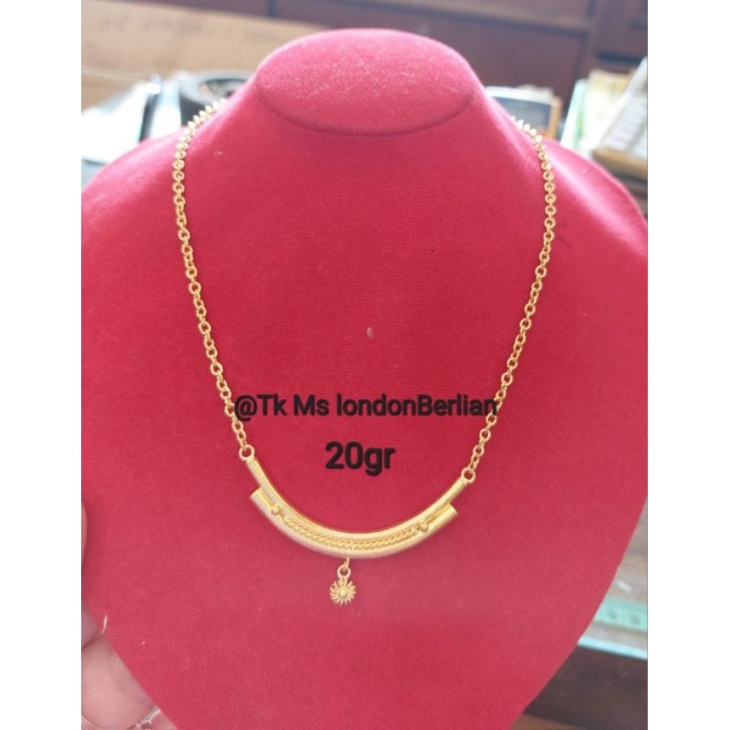 Kalung Bambu Emas 24K Emas London LM Emas 999,9%.