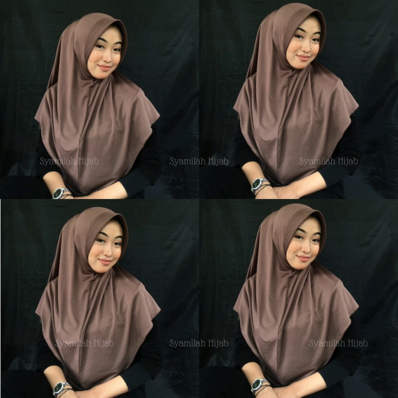 SyamilahHijab-(Size L) Bergo Hamidah Instan Jersey Premium Antem