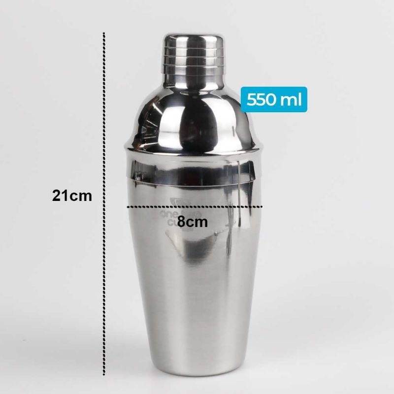 One Two Cups 6 in 1 Bartender Cobbler Cocktail Shaker 550ml - BA016 stainless steel Silver