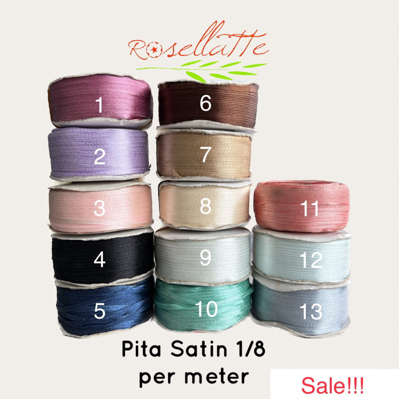 

Pita Satin 1/8 inch 0.3cm per meter
