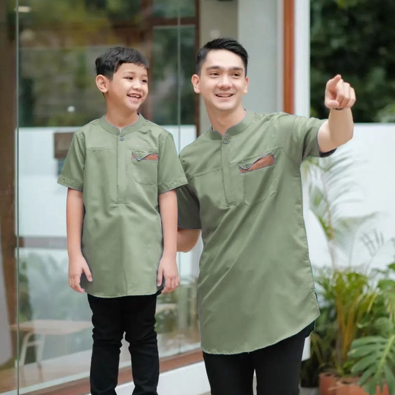 BAJU KURTA KEMEJA KOKO KEMKO PASANGAN COUPLE ANAK AYAH LENGAN PENDEK TERBARU ORIGINAL AGERA