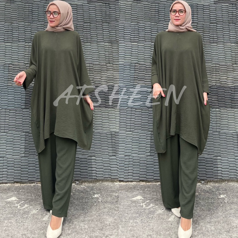 SETELAN ANEMI JUMBO CRINKEL AIRFLOW PREMIUM/ONESET JUMBO OVERSIZE POLOS