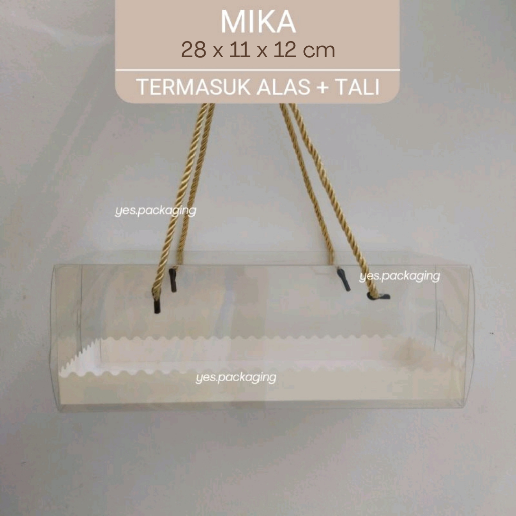 

[28x11x12cm] MIKA TALI Box Kotak Mika Handle Tali Clear Transparan Bolu Gulung Cake Hampers Roll Tart Spikoe
