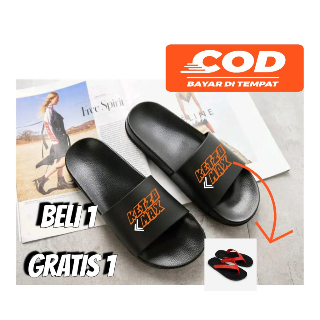 BELI 1 GRATIS 1 Sandal selop karet Sandal japit karet KETZO MAX