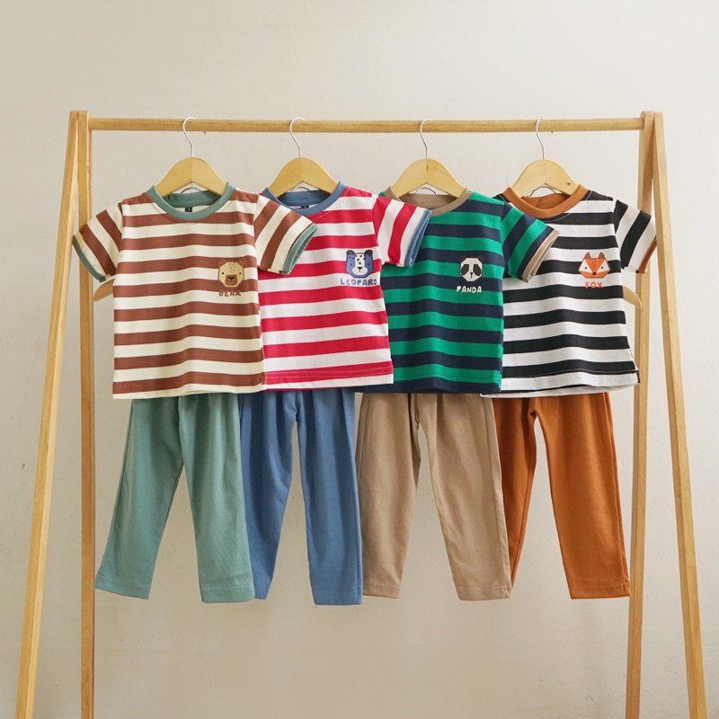 LONG STRIPE ANIMAL Set Anak 6bl-5thn / Setelan Panjang Anak