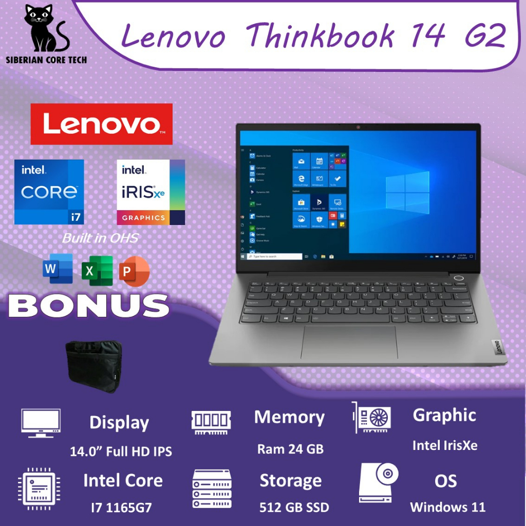 LENOVO THINKBOOK 14 G2 I7 1165G7 24GB 512SSD IRISXE W11+OHS 14.0FHD IPS FP BLIT 2/2/2 GRY -BTID