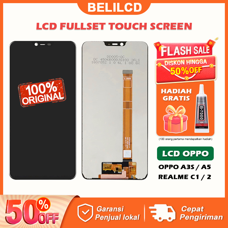 [Original]  LCD OPPO A3S A5/Realme C1/Realme 2 Fullset Touchscreen ORI Touch Screen Bagian Digitizer Layar Sentuh Versi Tinggi