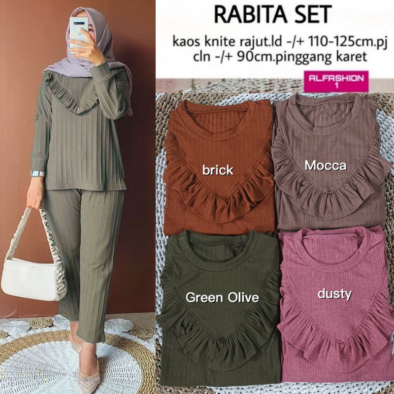 Rabita Set - SetCel Kaos Knit Rajut Terbaru Setelan Wanita / 528-7165