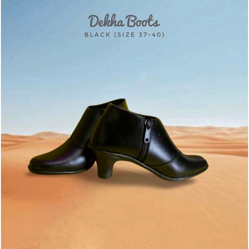 SEPATU BOOTS WANITA/ SEPATU BOOTS HEELS KOREA/ SEPATU BOOT FASHION/ZETHA BOOTS HITAM