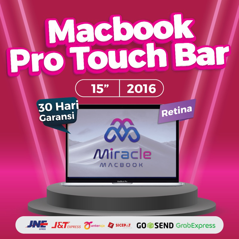 (FREE CASE) MACBOOK PRO RETINA 15" TOUCHBAR 2016 RAM 16 GB SSD 256/512 GB SECOND BERKUALITAS HARGA EKONOMIS - 16/256GB