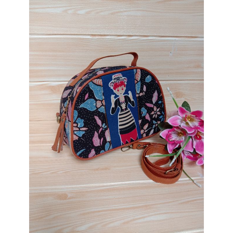 Tas Jogja tenun kulit / tas wanita selempang tenun