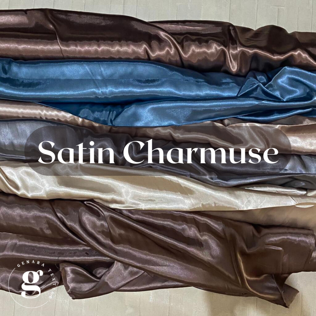 1 Meter Kain Satin Silk Charmuse PREMIUM / Satin Silk Maxmara Kilap / Sateen Sutra Luxury / Saten Ch