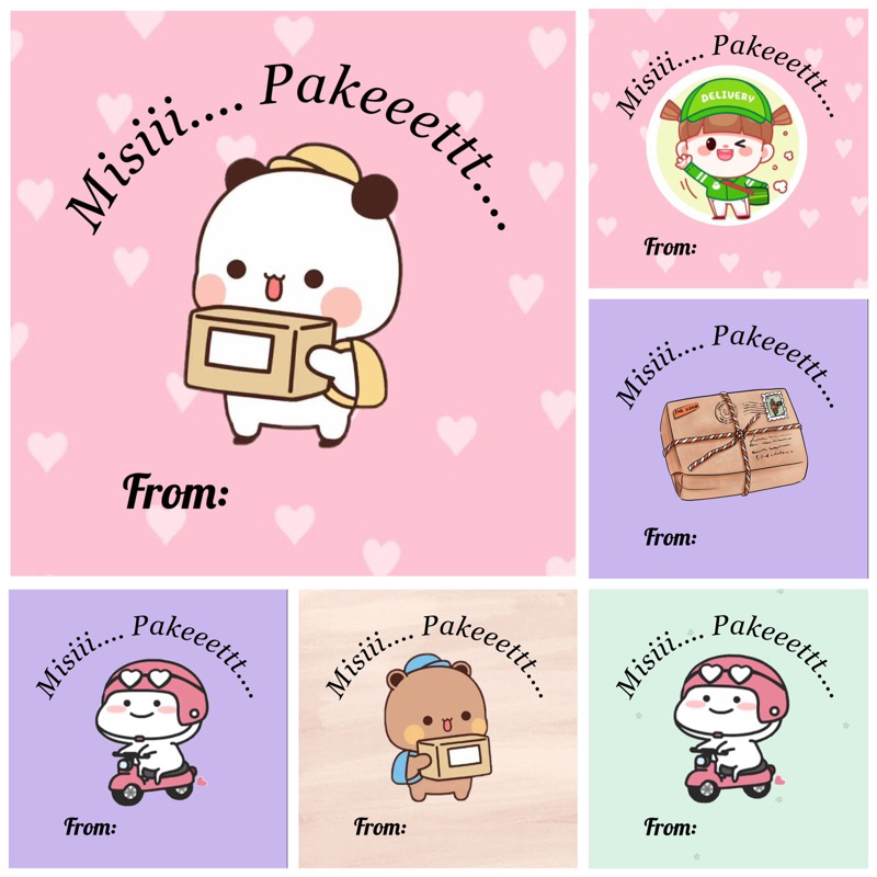 

1pcs sticker label misi paket size 6x6cm untuk packing