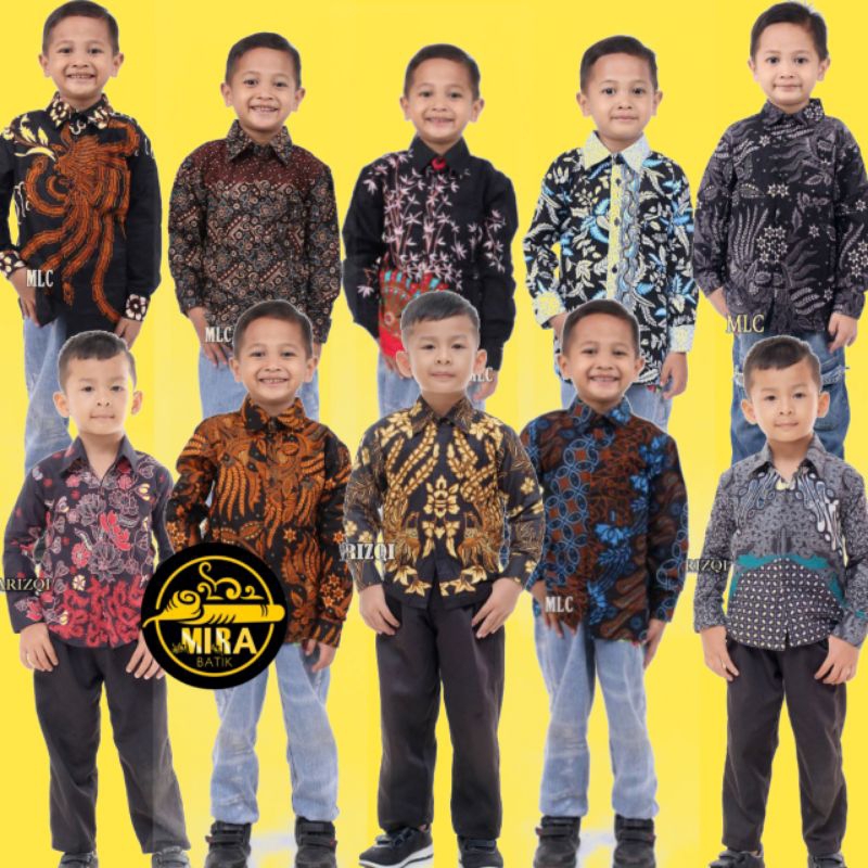 KEMEJA BATIK ANAK LENGAN PANJANG COWOK / BAJU BATIK ANAK COWOK / BATIK ANAK LAKI LAKI Umur 1-12 Tahu