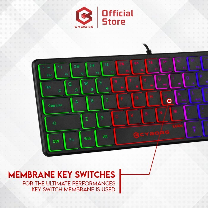 KEYBOARD MINI LAPTOP RGB GAMING CYBORG K64M ATOM BLACKLIGHT