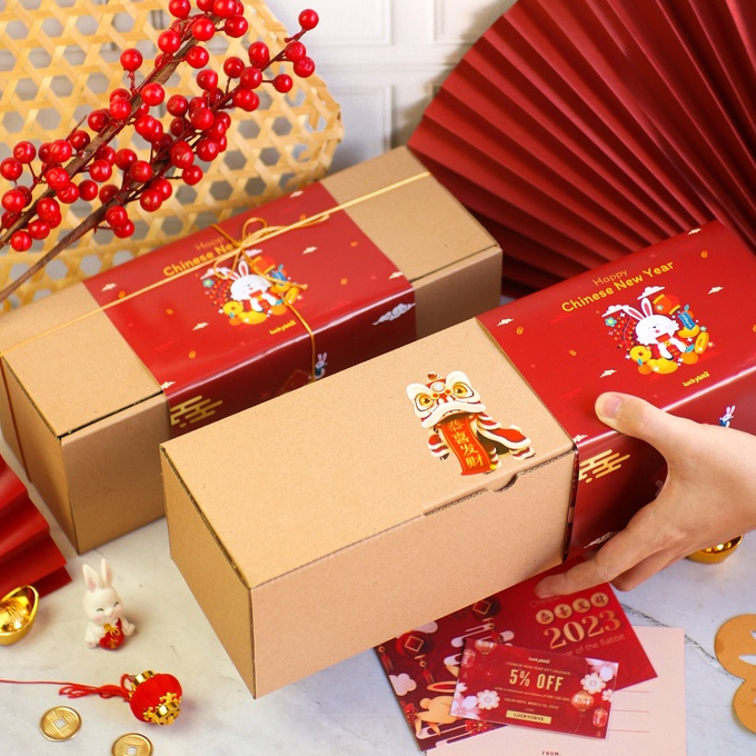 Hampers Imlek / CNY Hampers / Parcel Imlek - Oatmeal Cookies 3 Jar + FREE KARTU + TALI + VOUCHER + BUBBLE WRAP | LUCKYBITE