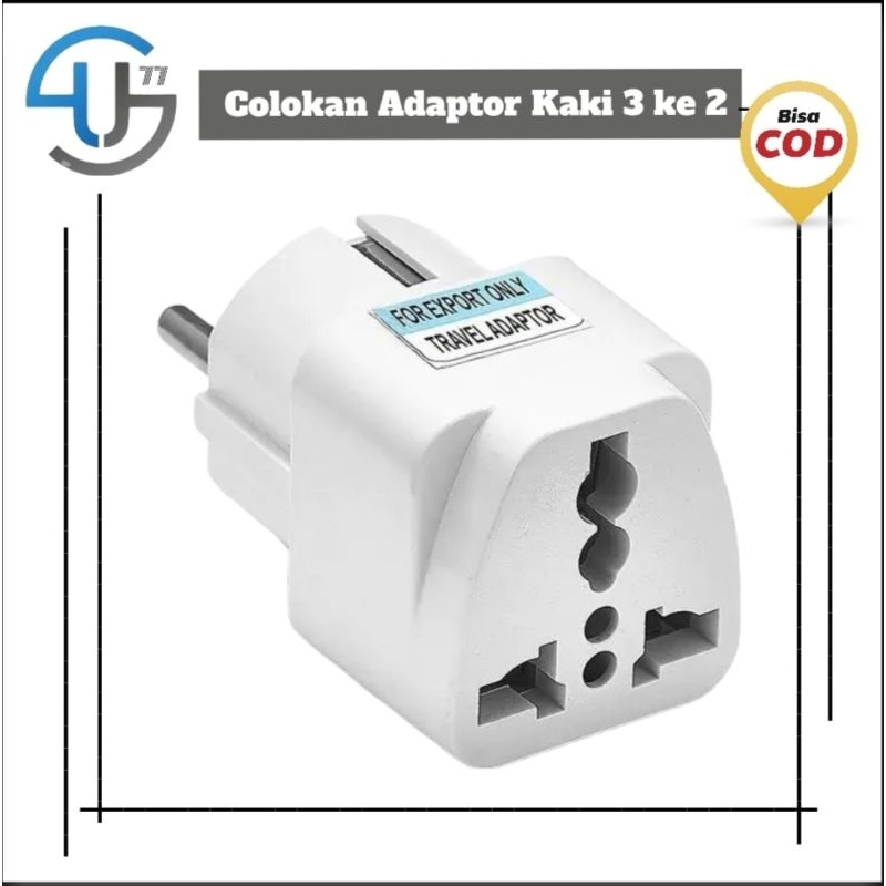 US268 Colokan Adaptor Kaki 3 ke 2 Travel Universal By Toko Haji Usman