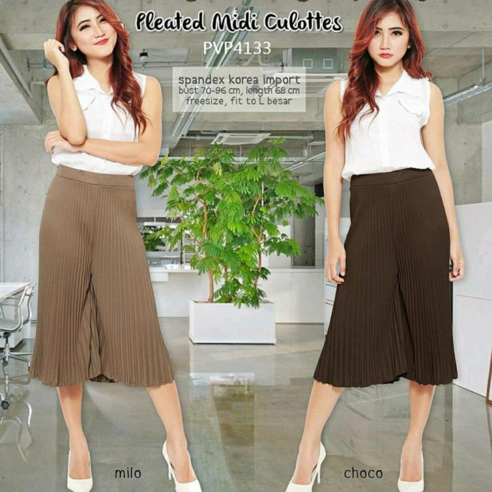 NUZ Celana Plisket Pendek / Kulot Prisket 3/4 Payung / Pleates Pants