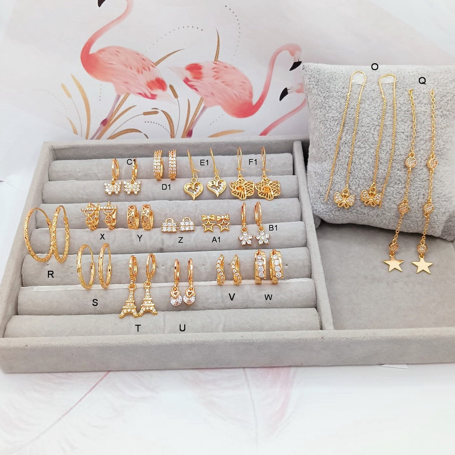 Perhiasan Anting Anting Wanita Xuping Panjang Jurai Kupu RINN Jewelry Lapis Emas Bisa Untuk Hijab Jilbab - BE153