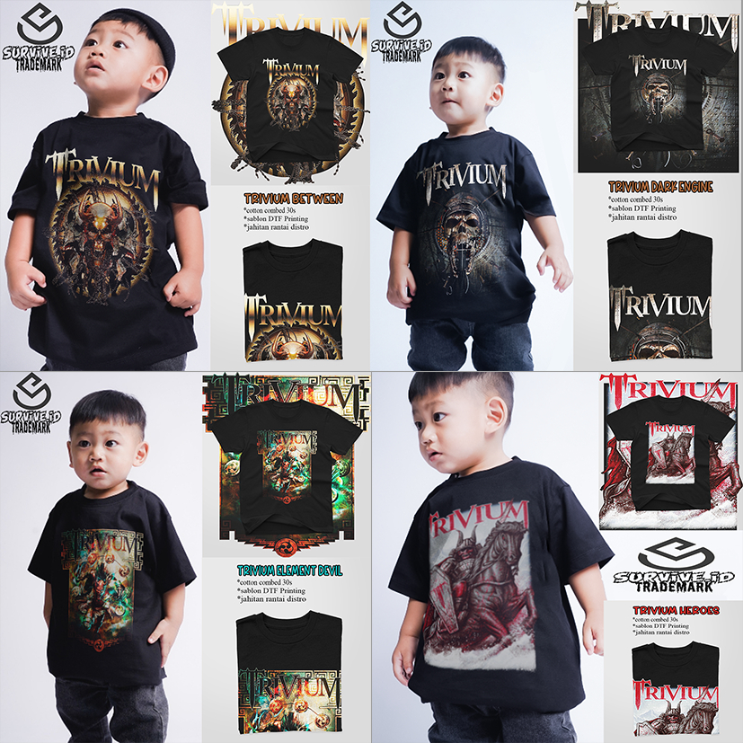 Kaos anak Laki laki band trivium kaos anak distro band cotton combat 30s anak band premium murah pak