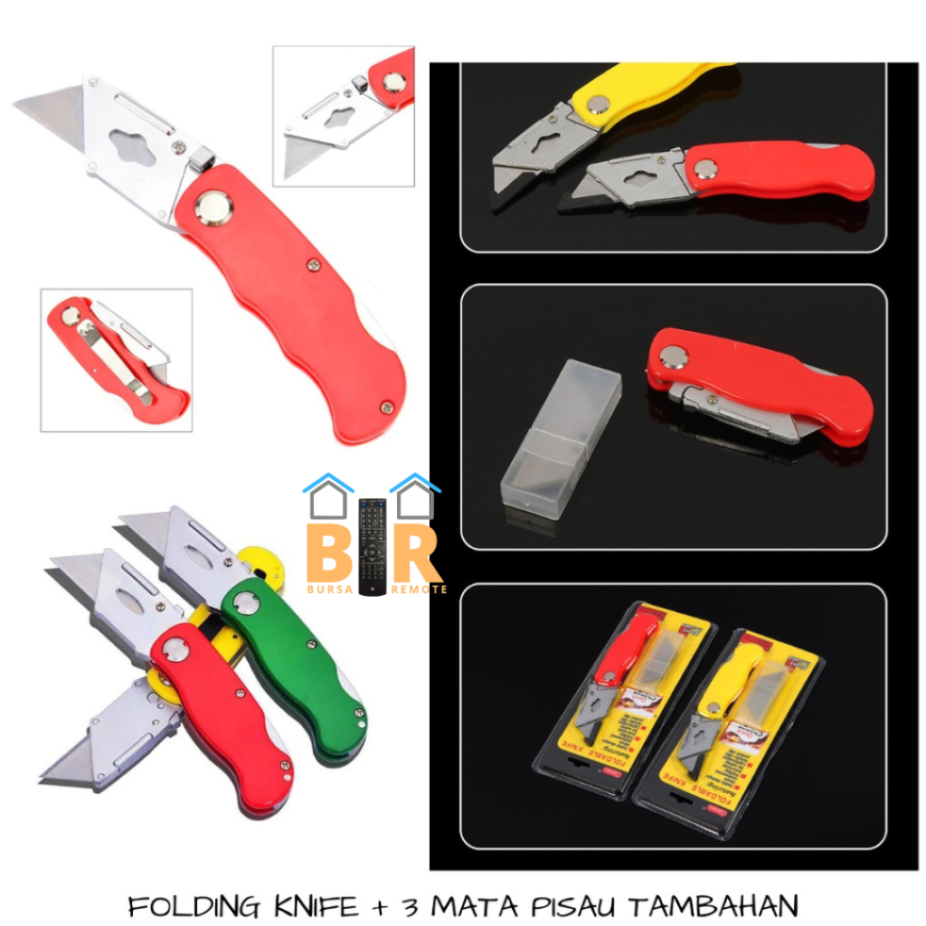 Pisau Cutter Lipat Folding Knife Foldable Cuter Refil Isi 5