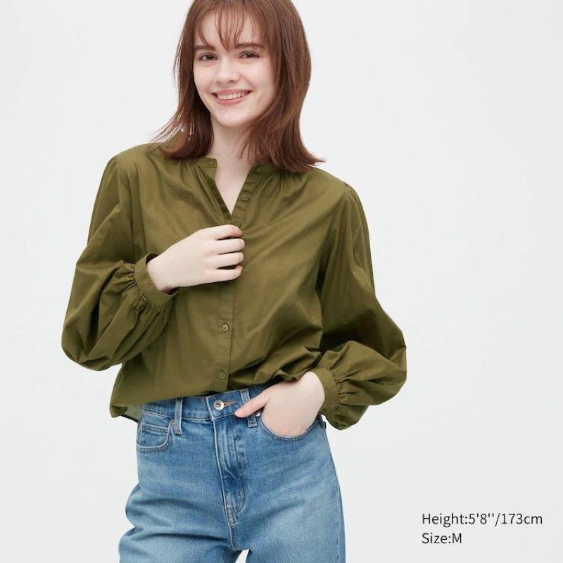 Uniqlo Cotton Volume Longsleeve Blouse