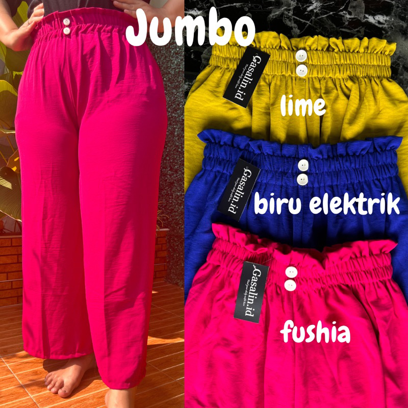 gasalin.id JUMBO celana cringkle muat smpai bb 75kg crinkle airflow kancing 2 kulot jumbo besar warn