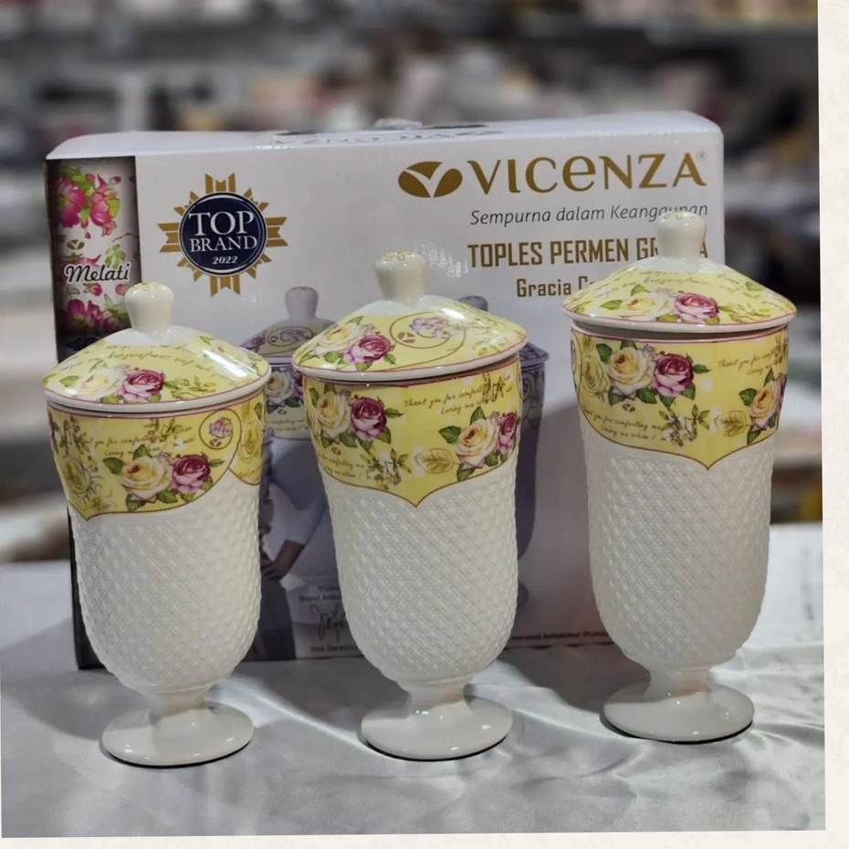 TOPLES KERAMIK SET ISI 3/TOPLES VICENZA MAWAR/TOPLES CANDY VICENZA/ TOPLES PERMEN GARCIA  BA905/TOPL