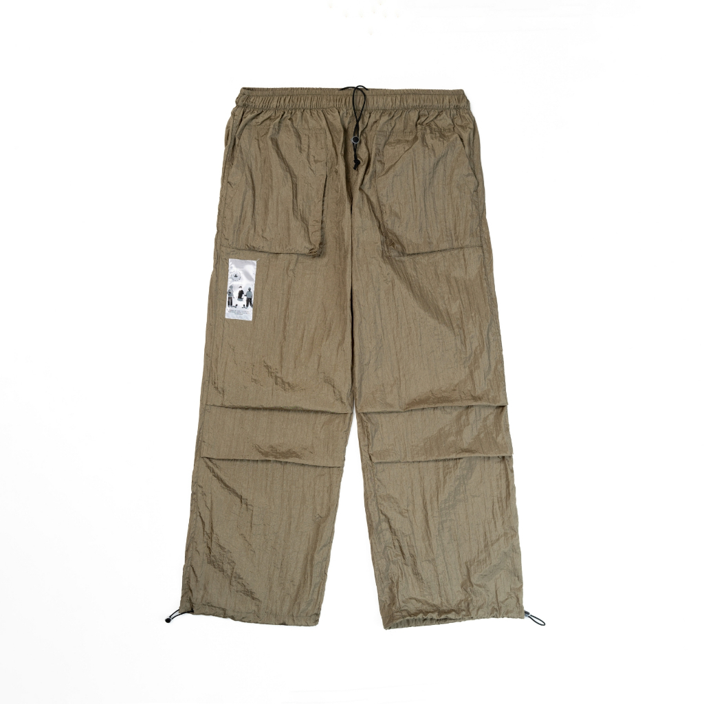 JAVAJONES Parachute Loose Pants Nylon Onyx Silver Green | Celana Gorpcore Pria Wanita