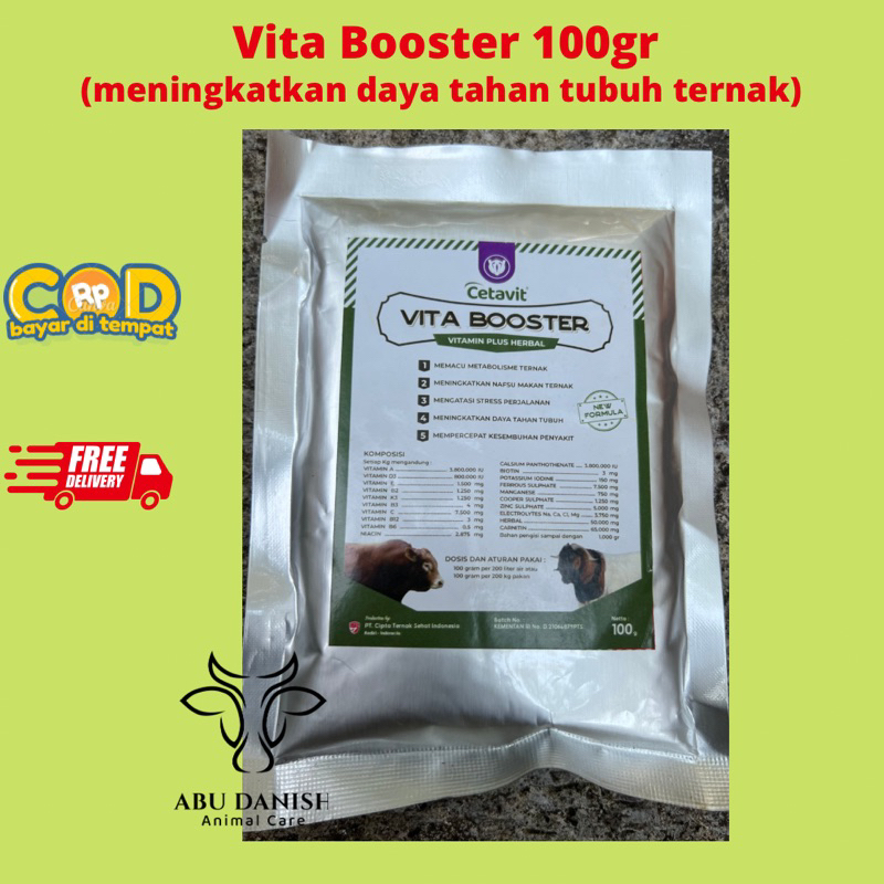 Vita Booster 100gr-Vitamin sapi-meningkatkan nafsu makan ternak sapi-daya tahan tubuh ternak