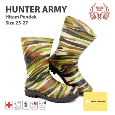Sepatu Boot Pendek Proyek Karet Pria Wanita Hunter Army