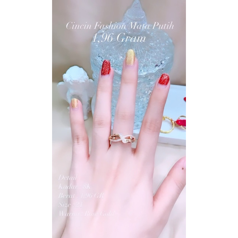 Cincin Fashion Mata Putih Kadar Emas 375