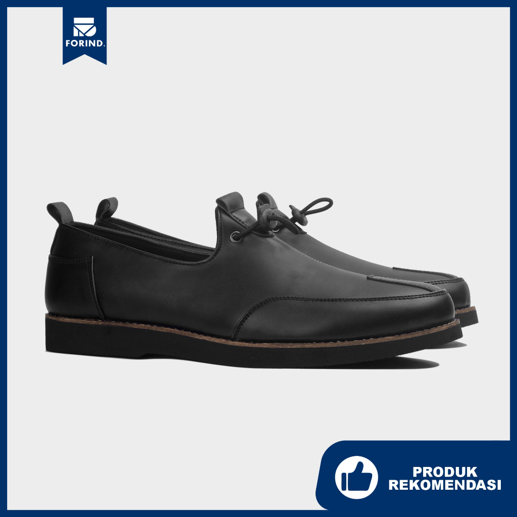 Nawasena Black | Sepatu Slip On Hitam Tanpa Tali Loafers Pria Casual Kerja Formal Kantor Original Laki | FORIND x Satmata