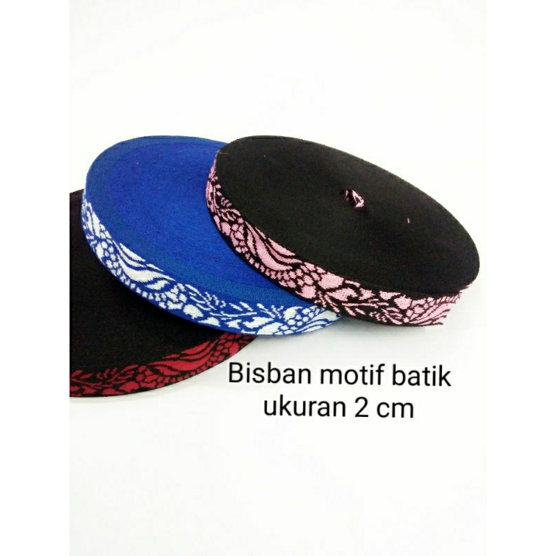 bisban tali webbing motif batik daun keren ukuran 2 cm  1 roll panjang 26 meter