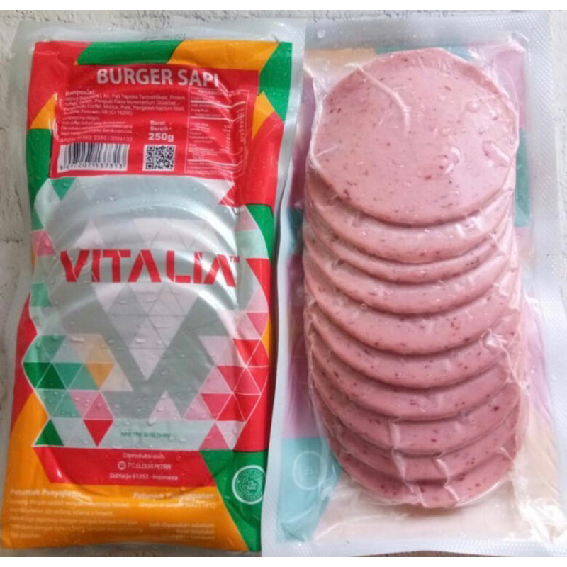 

Vitalia Smoked Beef Burger Daging Sapi 250gr Isi 10 Pcs